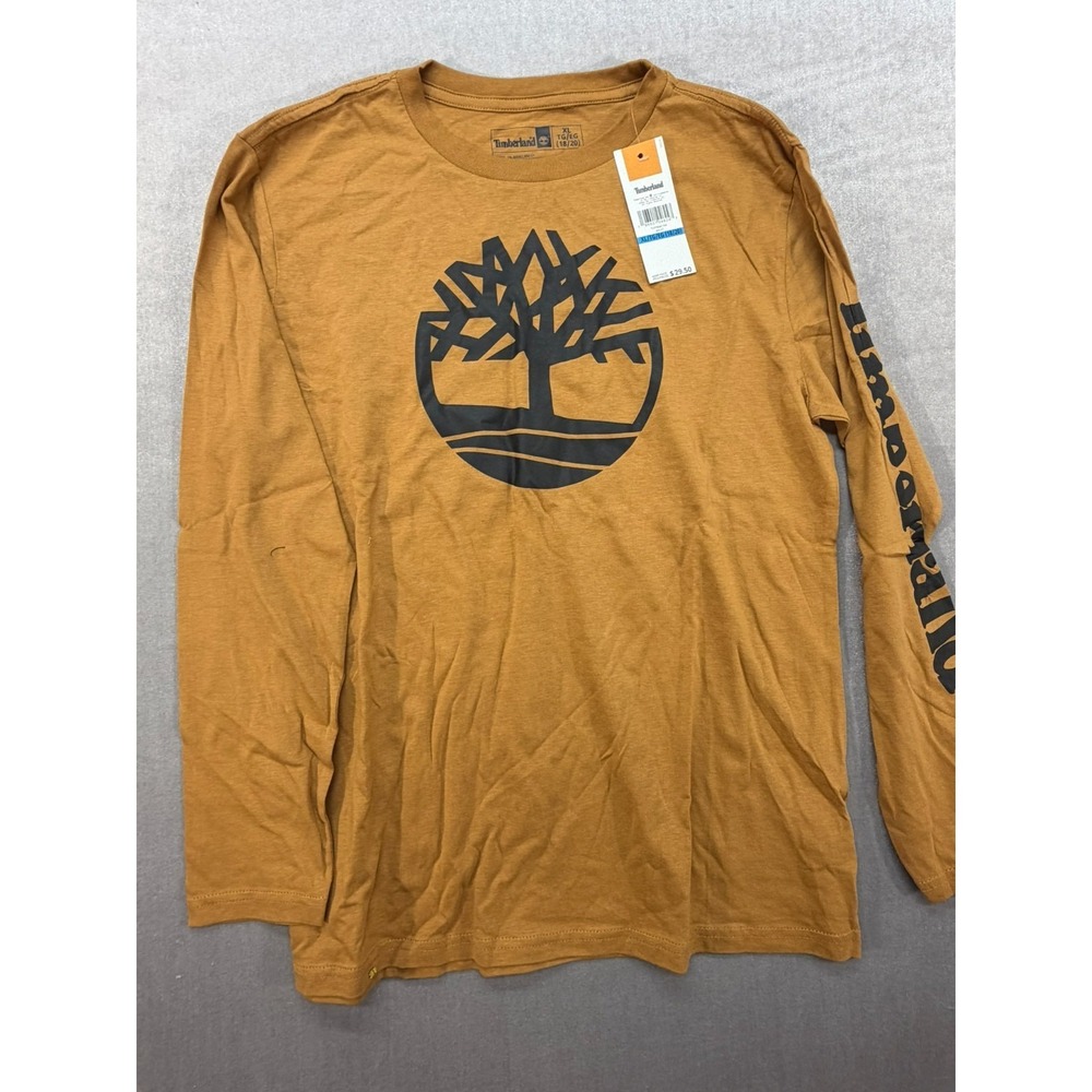 NWT Timberland Boys Long Sleeve Shirt Brown Size XL 18/20